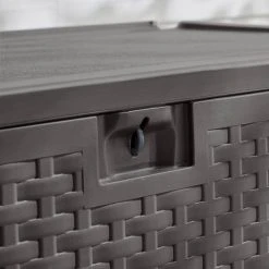 Hampton Bay 73 Gal. Brown Resin Wicker Outdoor Storage Deck Box with Lockable Lid 11 Hampton Bay 73 Gal. Brown Resin Wicker Outdoor Storage Deck Box with Lockable Lid -Hampton Bay Shop java brown hampton bay deck boxes hbdb73j sl a0 1000