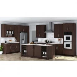 Hampton Bay Shaker Assembled 36x34.5x24 in. Blind Base Corner Kitchen Cabinet in Java -Hampton Bay Shop java hampton bay assembled kitchen cabinets kbbc45 sjm 1f 1000 1