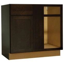 Hampton Bay Shaker Assembled 36x34.5x24 in. Blind Base Corner Kitchen Cabinet in Java