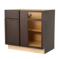 Hampton Bay Shaker Assembled 36x34.5x24 in. Blind Base Corner Kitchen Cabinet in Java -Hampton Bay Shop java hampton bay assembled kitchen cabinets kbbc45 sjm fa 1000 1