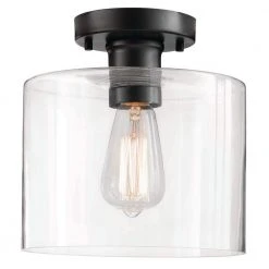 Hampton Bay Westbrook 8 in. 1-Light Matte Black Flush Mount