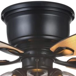 Hampton Bay Stoneridge 52 in. Indoor LED Matte Black Hugger Ceiling Fan with Light Kit, 5 Reversible Blades and Reversible Motor -Hampton Bay Shop matte black hampton bay ceiling fans with lights 51829 77 1000