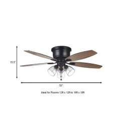 Hampton Bay Stoneridge 52 in. Indoor LED Matte Black Hugger Ceiling Fan with Light Kit, 5 Reversible Blades and Reversible Motor -Hampton Bay Shop matte black hampton bay ceiling fans with lights 51829 a0 1000
