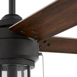 Hampton Bay Cedar Lake 44 in. Indoor/Outdoor LED Matte Black Damp Rated Ceiling Fan with Light Kit, Downrod and 4 Reversible Blades -Hampton Bay Shop matte black hampton bay ceiling fans with lights 52109 40 1000