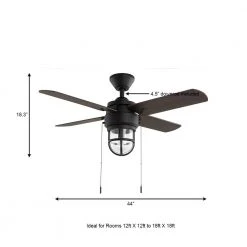 Hampton Bay Cedar Lake 44 in. Indoor/Outdoor LED Matte Black Damp Rated Ceiling Fan with Light Kit, Downrod and 4 Reversible Blades -Hampton Bay Shop matte black hampton bay ceiling fans with lights 52109 a0 1000