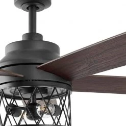 Hampton Bay North Grove 52 in. Indoor LED Matte Black Dry Rated Ceiling Fan with 5 Reversible Blades, Light Kit and Remote Control -Hampton Bay Shop matte black hampton bay ceiling fans with lights 52119 40 1000