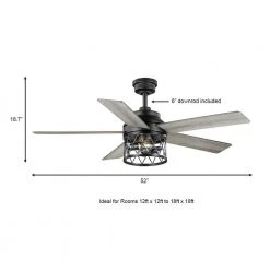Hampton Bay North Grove 52 in. Indoor LED Matte Black Dry Rated Ceiling Fan with 5 Reversible Blades, Light Kit and Remote Control -Hampton Bay Shop matte black hampton bay ceiling fans with lights 52119 a0 1000