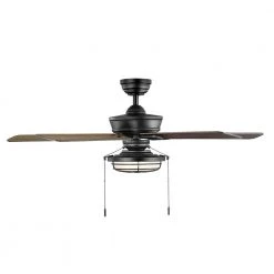 Hampton Bay Norwood 52 in. Indoor/Outdoor LED Matte Black Damp Rated Downrod Ceiling Fan with Light Kit and 5 Reversible Blades -Hampton Bay Shop matte black hampton bay ceiling fans with lights 52129 1d 1000