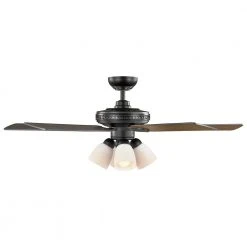 Hampton Bay 52 in. Burgess Matte Black Indoor LED Smart Hubspace Ceiling Fan with Light Kit and Remote Control -Hampton Bay Shop matte black hampton bay ceiling fans with lights 56058 1f 1000