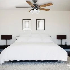 Hampton Bay 52 in. Burgess Matte Black Indoor LED Smart Hubspace Ceiling Fan with Light Kit and Remote Control -Hampton Bay Shop matte black hampton bay ceiling fans with lights 56058 31 1000