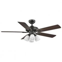Hampton Bay 52 in. Burgess Matte Black Indoor LED Smart Hubspace Ceiling Fan with Light Kit and Remote Control -Hampton Bay Shop matte black hampton bay ceiling fans with lights 56058 66 1000