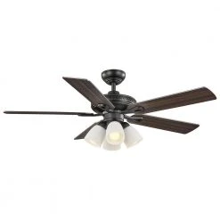 Hampton Bay 52 in. Burgess Matte Black Indoor LED Smart Hubspace Ceiling Fan with Light Kit and Remote Control -Hampton Bay Shop matte black hampton bay ceiling fans with lights 56058 76 1000