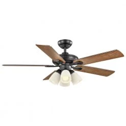 Hampton Bay 52 in. Burgess Matte Black Indoor LED Smart Hubspace Ceiling Fan with Light Kit and Remote Control -Hampton Bay Shop matte black hampton bay ceiling fans with lights 56058 c3 1000