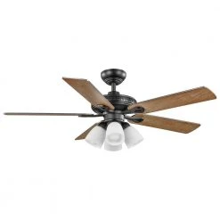 Hampton Bay 52 in. Burgess Matte Black Indoor LED Smart Hubspace Ceiling Fan with Light Kit and Remote Control -Hampton Bay Shop matte black hampton bay ceiling fans with lights 56058 d4 1000