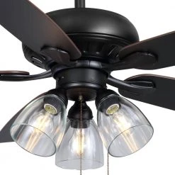 Hampton Bay Rockport 52 in. Indoor LED Matte Black Ceiling Fan with Light Kit, Downrod, and 5 Reversible Blades 17 Hampton Bay Rockport 52 in. Indoor LED Matte Black Ceiling Fan with Light Kit, Downrod, and 5 Reversible Blades -Hampton Bay Shop matte black hampton bay ceiling fans with lights 91854 1d 1000