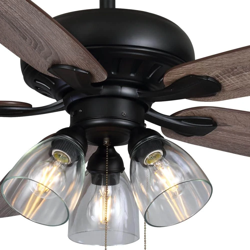 Hampton Bay Rockport 52 in. Indoor LED Matte Black Ceiling Fan with Light Kit, Downrod, and 5 Reversible Blades 6 Hampton Bay Rockport 52 in. Indoor LED Matte Black Ceiling Fan with Light Kit, Downrod, and 5 Reversible Blades - Image 6