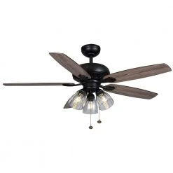 Hampton Bay Rockport 52 in. Indoor LED Matte Black Ceiling Fan with Light Kit, Downrod, and 5 Reversible Blades 25 Hampton Bay Rockport 52 in. Indoor LED Matte Black Ceiling Fan with Light Kit, Downrod, and 5 Reversible Blades -Hampton Bay Shop matte black hampton bay ceiling fans with lights 91854 76 1000
