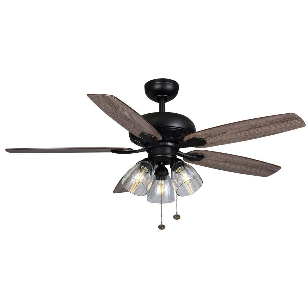 Hampton Bay Rockport 52 in. Indoor LED Matte Black Ceiling Fan with Light Kit, Downrod, and 5 Reversible Blades 13 Hampton Bay Rockport 52 in. Indoor LED Matte Black Ceiling Fan with Light Kit, Downrod, and 5 Reversible Blades - Image 13