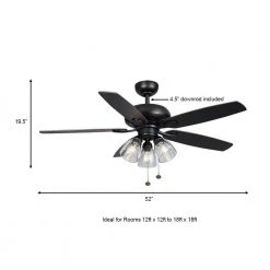 Hampton Bay Rockport 52 in. Indoor LED Matte Black Ceiling Fan with Light Kit, Downrod, and 5 Reversible Blades 16 Hampton Bay Rockport 52 in. Indoor LED Matte Black Ceiling Fan with Light Kit, Downrod, and 5 Reversible Blades -Hampton Bay Shop matte black hampton bay ceiling fans with lights 91854 a0 1000