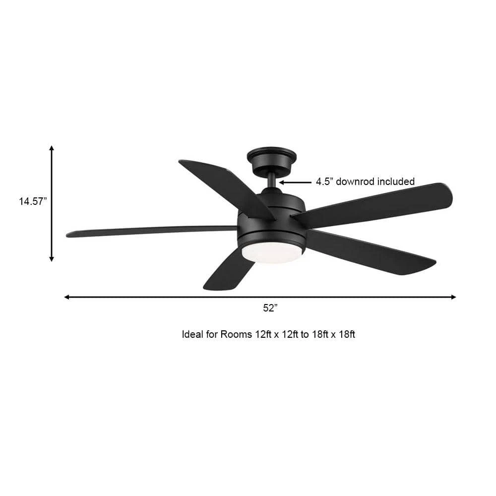 Hampton Bay Averly 52 in. Integrated LED Matte Black Ceiling Fan with Light and Remote Control with Color Changing Technology 7 Hampton Bay Averly 52 in. Integrated LED Matte Black Ceiling Fan with Light and Remote Control with Color Changing Technology - Image 7