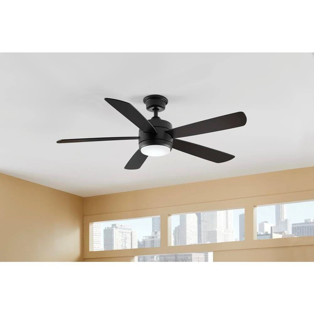 Hampton Bay Averly 52 in. Integrated LED Matte Black Ceiling Fan with Light and Remote Control with Color Changing Technology 2 Hampton Bay Averly 52 in. Integrated LED Matte Black Ceiling Fan with Light and Remote Control with Color Changing Technology - Image 2