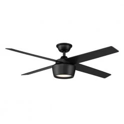 Hampton Bay Havenstone 52 in. Integrated LED Indoor Matte Black Ceiling Fan with Light and Remote Control