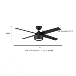 Hampton Bay Havenstone 52 in. Integrated LED Indoor Matte Black Ceiling Fan with Light and Remote Control -Hampton Bay Shop matte black hampton bay ceiling fans with lights yg763 mbk a0 1000