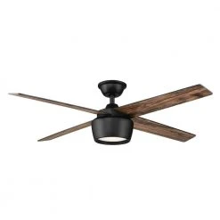 Hampton Bay Havenstone 52 in. Integrated LED Indoor Matte Black Ceiling Fan with Light and Remote Control -Hampton Bay Shop matte black hampton bay ceiling fans with lights yg763 mbk c3 1000