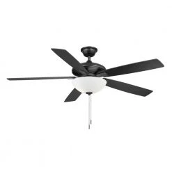 Hampton Bay Abbeywood 60 in. LED Matte Black Smart Hubspace Ceiling Fan with Light and Remote