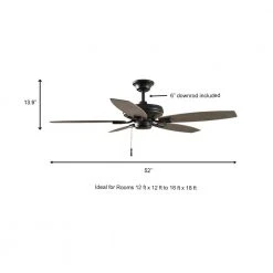 Hampton Bay North Pond 52 in. Indoor/Outdoor Matte Black Ceiling Fan with Downrod and Reversible Motor; Light Kit Adaptable -Hampton Bay Shop matte black hampton bay ceiling fans without lights 51718 a0 1000