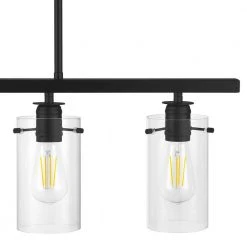 Hampton Bay Regan 4-Light Matte Black Island Chandelier with Clear Glass Shades, Industrial Linear Kitchen Pendant Light -Hampton Bay Shop matte black hampton bay chandeliers hd4969a3 40 1000