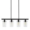 Hampton Bay Regan 4-Light Matte Black Island Chandelier with Clear Glass Shades, Industrial Linear Kitchen Pendant Light