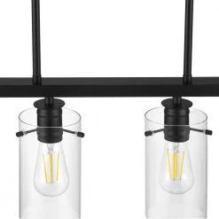 Hampton Bay Regan 4-Light Matte Black Island Chandelier with Clear Glass Shades, Industrial Linear Kitchen Pendant Light -Hampton Bay Shop matte black hampton bay chandeliers hd4969a3 a0 1000