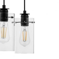 Hampton Bay Regan 3-Light Matte Black Pendant Hanging Light with Clear Glass Shades, Industrial Kitchen Pendant Lighting -Hampton Bay Shop matte black hampton bay chandeliers hd4969c3 40 1000