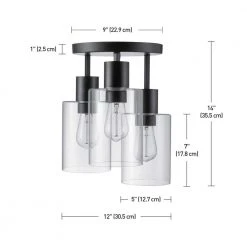 Hampton Bay Sutton Place 14 in. 3-Light Matte Black Flush Mount, Farmhouse Ceiling Light -Hampton Bay Shop matte black hampton bay flush mount lights 60676 40 1000