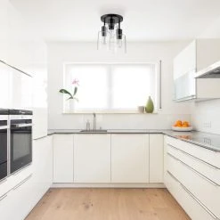 Hampton Bay Sutton Place 14 in. 3-Light Matte Black Flush Mount, Farmhouse Ceiling Light -Hampton Bay Shop matte black hampton bay flush mount lights 60676 77 1000