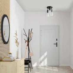 Hampton Bay Sutton Place 14 in. 3-Light Matte Black Flush Mount, Farmhouse Ceiling Light -Hampton Bay Shop matte black hampton bay flush mount lights 60676 a0 1000