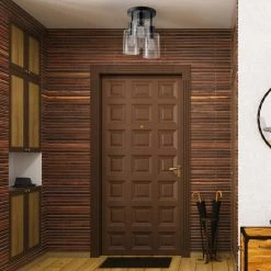 Hampton Bay Sutton Place 14 in. 3-Light Matte Black Flush Mount, Farmhouse Ceiling Light -Hampton Bay Shop matte black hampton bay flush mount lights 60676 c3 1000