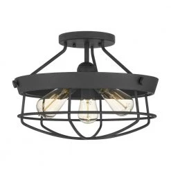 Hampton Bay Southbourne 15.5 in. 3-Light Matte Black Rustic Farmhouse Semi-Flush Mount -Hampton Bay Shop matte black hampton bay flush mount lights dshd19522sf 4f 1000