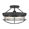 Hampton Bay Southbourne 15.5 in. 3-Light Matte Black Rustic Farmhouse Semi-Flush Mount