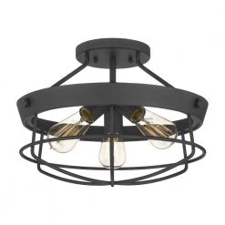 Hampton Bay Southbourne 15.5 in. 3-Light Matte Black Rustic Farmhouse Semi-Flush Mount -Hampton Bay Shop matte black hampton bay flush mount lights dshd19522sf c3 1000