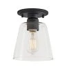 Hampton Bay Gaspar 7 in. Matte Black Flush Mount Clear Glass