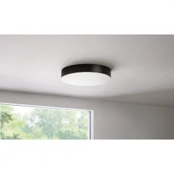 Hampton Bay Lakeshore 13 in. Matte Black Smart Hubspace CCT and RGB Selectable LED Flush Mount -Hampton Bay Shop matte black hampton bay flush mount lights smacader magb01 31 1000