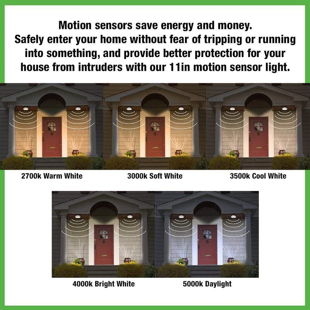 Hampton Bay Greenhaven 11 in. 1-Light Black Motion Sensing LED Outdoor Flush Mount Light Color Selectable Ceiling Light 830 Lumens 3 Hampton Bay Greenhaven 11 in. 1-Light Black Motion Sensing LED Outdoor Flush Mount Light Color Selectable Ceiling Light 830 Lumens - Image 3