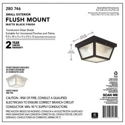 Hampton Bay 2-Light Matte Black Outdoor Flushmount -Hampton Bay Shop matte black hampton bay outdoor flush mount lights wb0325 1f 1000