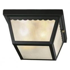 Hampton Bay 2-Light Matte Black Outdoor Flushmount