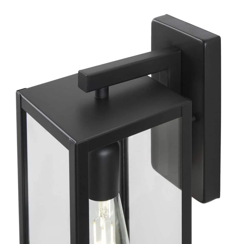 Hampton Bay Hurley Modern 1-Light Matte Black Hardwired Medium Outdoor Wall Lantern Sconce 2 Hampton Bay Hurley Modern 1-Light Matte Black Hardwired Medium Outdoor Wall Lantern Sconce - Image 2