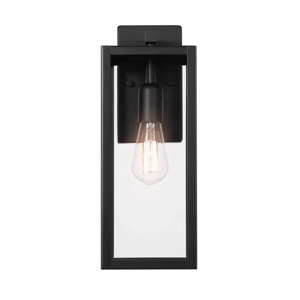 Hampton Bay Hurley Modern 1-Light Matte Black Hardwired Medium Outdoor Wall Lantern Sconce 7 Hampton Bay Hurley Modern 1-Light Matte Black Hardwired Medium Outdoor Wall Lantern Sconce - Image 7
