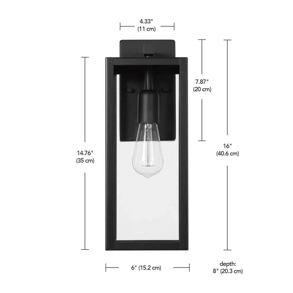 Hampton Bay Hurley Modern 1-Light Matte Black Hardwired Medium Outdoor Wall Lantern Sconce 5 Hampton Bay Hurley Modern 1-Light Matte Black Hardwired Medium Outdoor Wall Lantern Sconce - Image 5