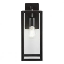 Hampton Bay Hurley Modern 1-Light Matte Black Hardwired Medium Outdoor Wall Lantern Sconce